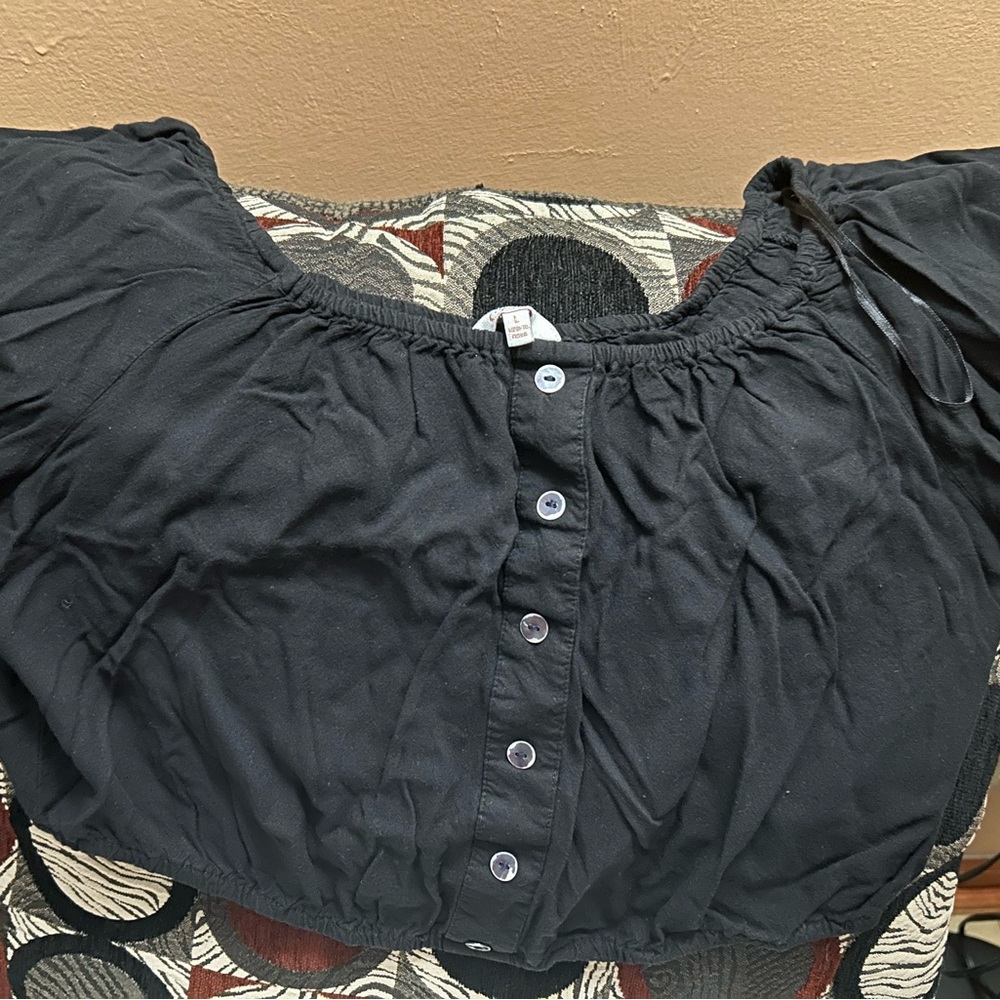 Black Button-Up Women's Top